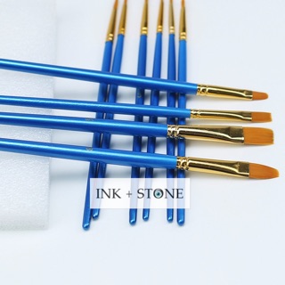 10pc set Watercolor Gouache Paint Brushes Flat Round Shape Pointed Tip Watercolour Art Brush (4)