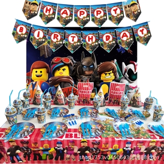 Roblox sandbox game theme birthday party decoration cake cup paper plate hat pull flag tableware set NEEDS