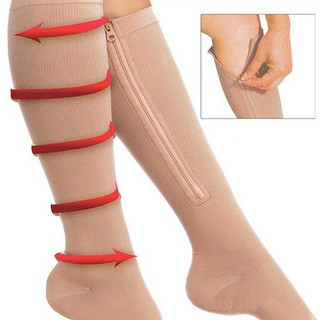 Men's Women's Open Toe Knee High Anti-Fatigue Zip Leg Compression Support Socks I14