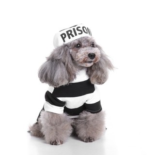Pet Dog Clothes Prison Police Pooch Dog Costume With Hat