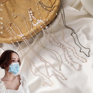 on stock Mask Strap Mask lanyard Hanging Rope Glasses Holder White Pearl Necklace crystal Mask Chain