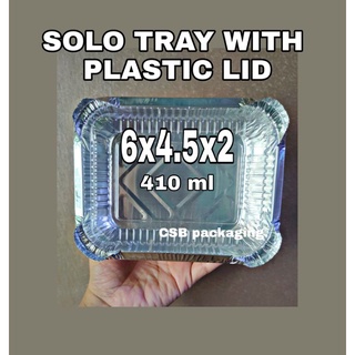[10 pcs] Aluminum foil Tray solo tray(6x4.5x2) with Plastic lid hu