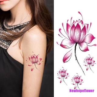 NFPH❦ Waterproof Lotus Flower Tattoo Stickers Floral Pattern Temporary Body Art Tattoo