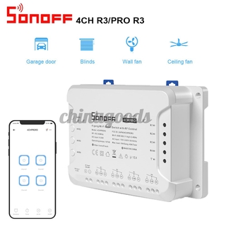 SONOFF 4CH R3 & 4CH PRO R3 AC100-240V 50/60Hz 10A 2200W 4 Gang WiFi DIY Smart Switch Inching/Self-Locking/Interlock 3 Working Mode APP Remote Control Switch Works with Alexa and Google Home