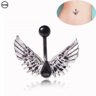 FT| Belly Button Ring Navel Piercing Jewelry Wing Shape Stainless Alloy