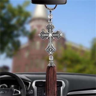 Car Pendant Metal Crystal Diamond Cross Jesus Christian Styling