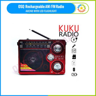 OSQ Rechargeable AM/FM Radio with USB/SD/TF MP3 Player AM248 with LED Flashlightblutooth speaker