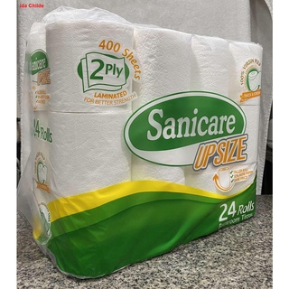 ✷▲Sanicare Bathroom Tissue UPSIZE 24 Rolls 400 Sheets 2ply