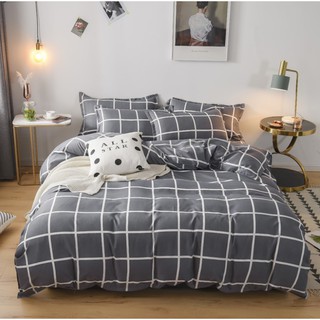 Duvet Cover Quilt Bedding Set with Pillowcases 4 IN 1 Cotton Plain Colored Bedsheet Queen Size (3)