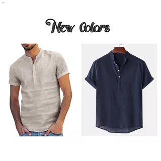 Ang bagong✐✧⊕Premium Chinese Collar Casual Polo for Men Plain Cotton Short Sleeve 6 Colors Size S to