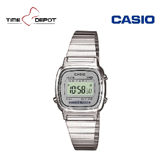 Casio LA670WA-7SDF Digital Silver Stainless Steel Strap Watch Fot Women
