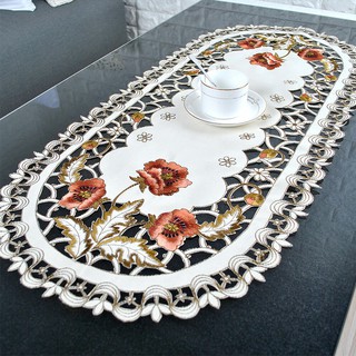 40*85cm Vintage Embroidered Fabric Oval Table Wedding Event Banquet Decoration Supply Table Cover QW
