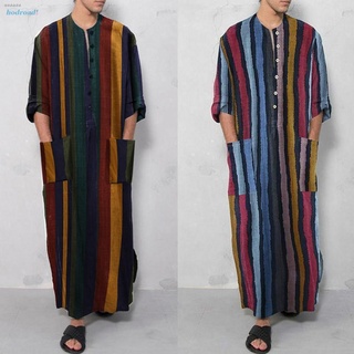 Dress Kaftan Long Robe Long Sleeve Maxi Robe Mens Muslim Abaya Saudi Thobe