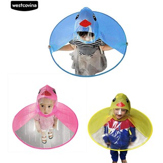 ☔Cartoon Duck Children Raincoat Umbrella UFO Shape Rain Hat Cape Foldable (1)