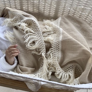 Muslin Swaddle Fringe Cotton Baby Blankets Tassel Receiving Blanket Newborn Swaddle Wrap Sleeping Qu
