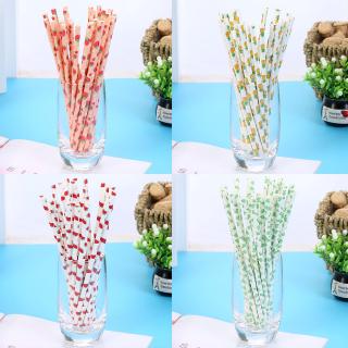 25pcs Disposable Paper Straws Fruits Pineapple/Pear/Strawberry/Watermelon Drinking Straws Party Accessories