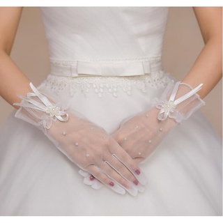 Bridal Gloves Lace Red White Wedding Gloves