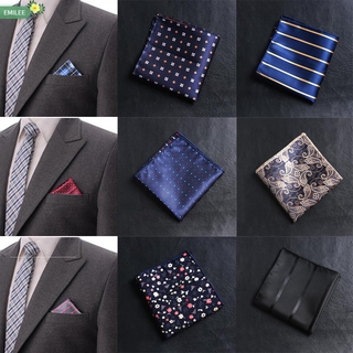 EMILEE Casual Men handkerchief Paisley embroidery Chest Towel Satin Fashion Floral Pocket square Hankies
