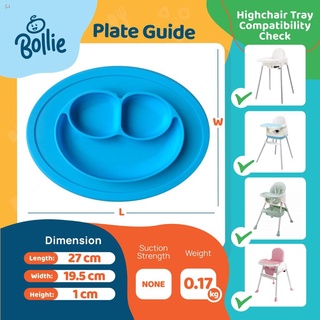(Sulit Deals!)∈▨Bollie Baby Smiley Non-Slip Silicone Placemat Plate (Feeding Plate for Baby and Todd