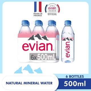 Evian Natural Mineral Water 6 x 500ml Pack