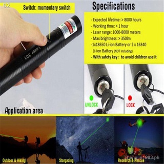 ☊Spot 10 Miles Range 532nm Green Laser Pointer Light Pen Visible Beam High Power Lazer