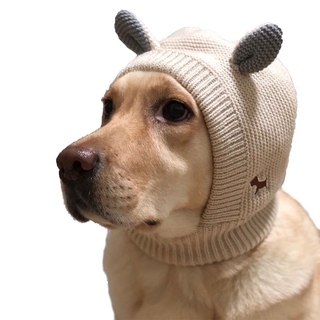 ↂ✥❐Pet Dog Hat Autumn Winter Cute Windproof Warm Rabbit Ears Frog Glasses Headgear Velvet Knitted Ha
