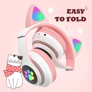 Flash Light Cute Cat Ears Wireless Gaming Headphones PC Noise Cancelling Headset with Mic (8)