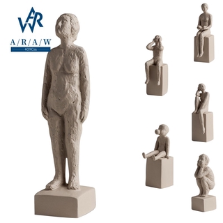 Ceramic Art Statue Gift Accessories Plain Sculpture Ornaments Home Decoration Tabletop Figurines Standing Woman