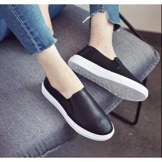 Women's Small Flat Leather Simple Slip On Shoes