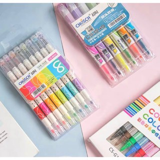 Ready Stock/ﺴ✿❡[8in1] CHOSCH double ended colored Highlighter and Gel Pen Stationary CS-8650