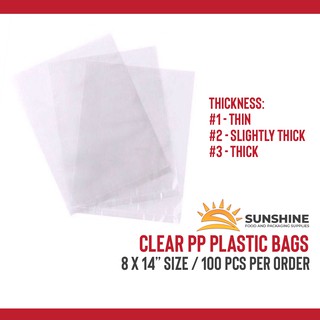 8x14 inches Clear PP Plastic Bags 100pcs/pack