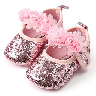 GFRIEND Baby Girl Shoes Soft Sole Anti-slip Walking Flower Glitter Princess Shoes (1)