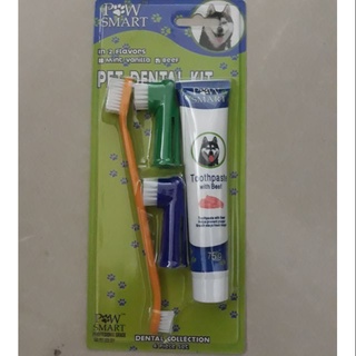 【Ready Stock】☈Pet Dental Kit Toothbrush Toothpaste for Dogs and Cats (1)