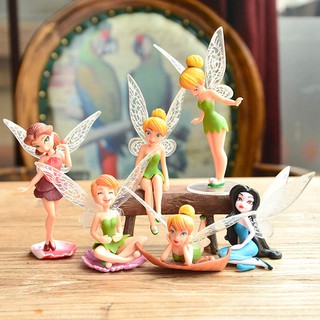 6pcs Tinkerbell Tinker Bell Fairy Girls Dolls Figures Cake Topper Party Toy Doll (1)