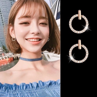 Korean Simple 925 Silver Needle Earrings Zircon Rhinestone Stud Earrings For Women Fashion Jewelry