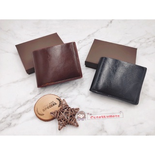 leather bag❐◘New style Men's leather short wallet wit