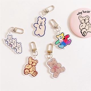 INS Cute Bear Acrylic Keychain Lovely Korean Pendant Student Supplies (1)