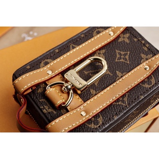 1555 Classic presbyopia mini backpack keychain coin purse retro leather mini suitcase zipper small satchel (5)