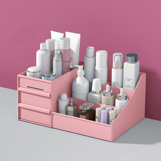 Cosmetic Makeup Organizer with Drawers, Plastic Bathroom Skincare Storage Box Brush Lipstick Holder