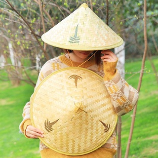 Bamboo Hat Bucket Hat Straw Hat Rain Hat Retro Bamboo Bamboo Traditional Lightweight Portable