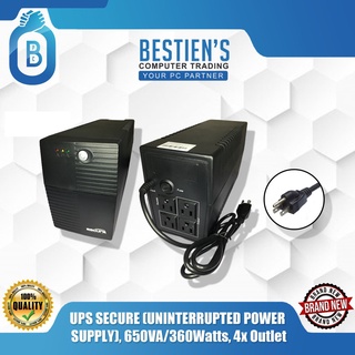 UPS 650VA-360WATTS SECURE (UNINTERRUPTED POWER SUPPLY), 220VAC/ 360 Watts, 4x Outlet (1)