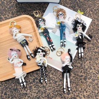 ℡Korea Dongdaemun Miss Sister Doll Handmade Fashionable Little Woman Keychain Creative Doll Bag Pend
