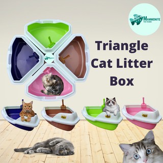 Triangle Cat Litter Box With Free Scooper 21x16x7 Inches For Young and Adult Cats