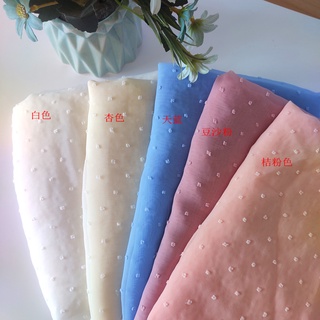 【 Hed 】 White Blanchedalmond Blue Pink Chiffon Polka Dot Lace Fabric Rendering Cloth