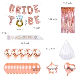 door curtain☫❄◊Bridal Shower Bride to be Decor Set with Sash and Veil Rose Gold Balloon and Curtain