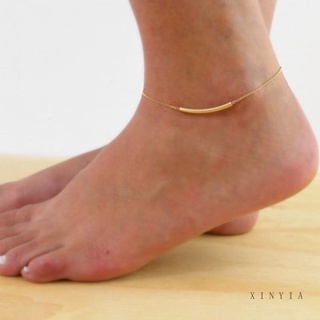 Women Golden Tone Elbow Pipe Chain Anklet Bracelet Barefoot Sandal Foot Jewelry Trend Jewelry