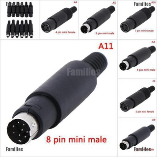 Families Mini DIN Plug Socket Connector 3/4/5/6/7/8 PIN Chassis Cable Mount Male Female
