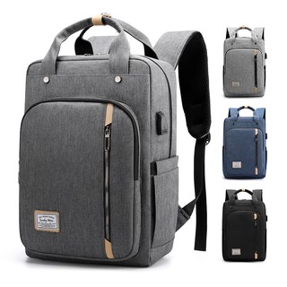 Portable Simple Portable Multifunctional Nylon USB Charging Port Casual Laptop Backpack