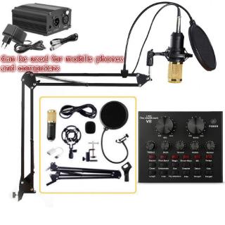 【COD】BM-800Capacitive Mic Complete Set/ V8 sound card/48V phantom power/NB - 35 Stand /KTV Microphone Set
