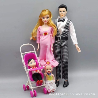 Pregnant Doll Set Family Barbie Baby Pcs Dolls Mom Kids Dad